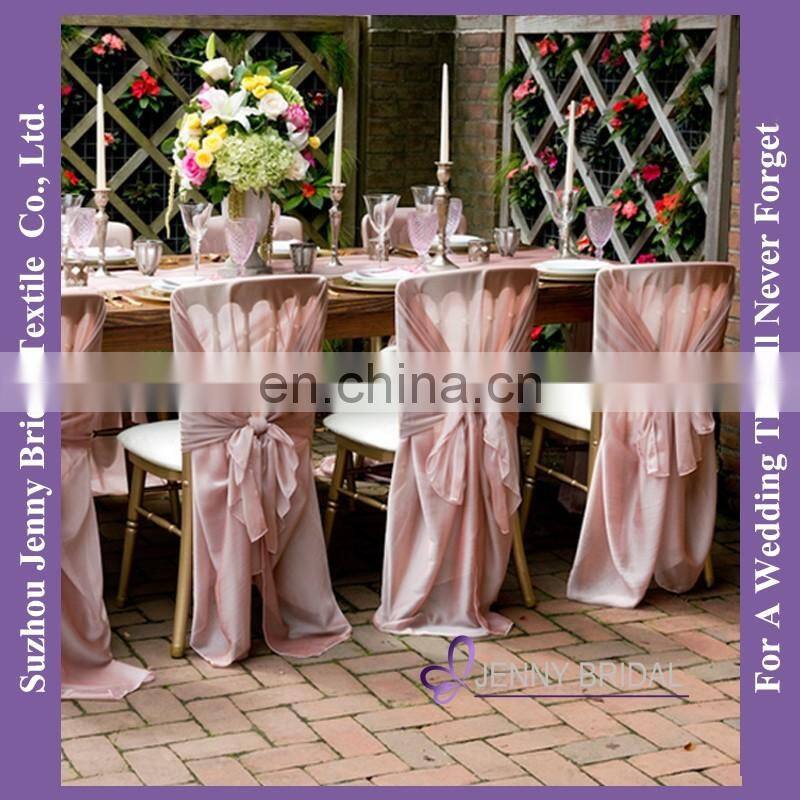 C407A new style chiffon chair covers tie back blush chair sashes