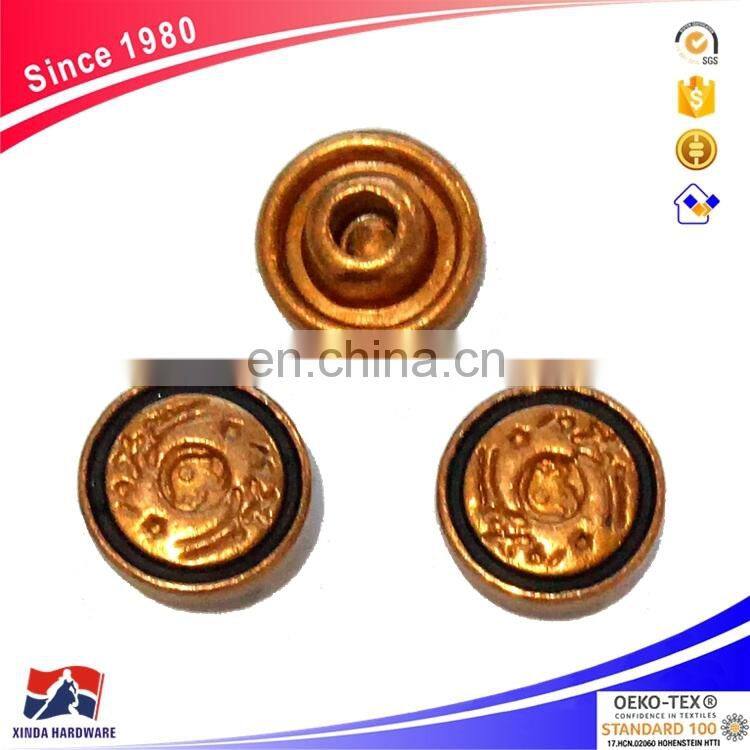 Fashion metal jean rivet with embossed logo