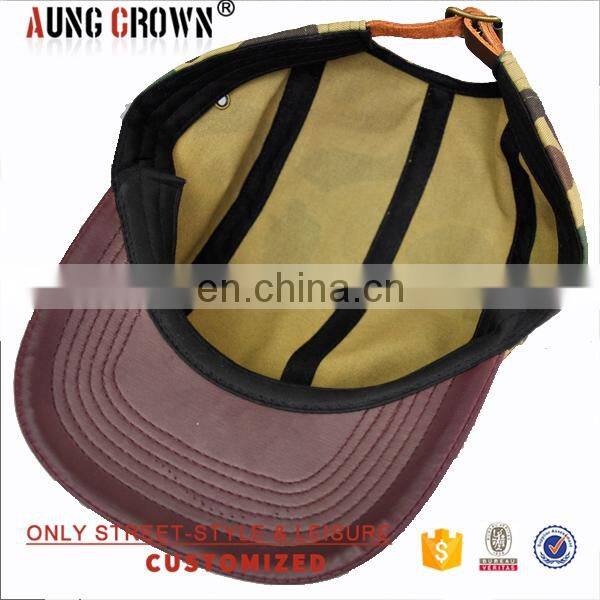 Promotional custom own printed pattern camo pattern 5 panel hats wholesale