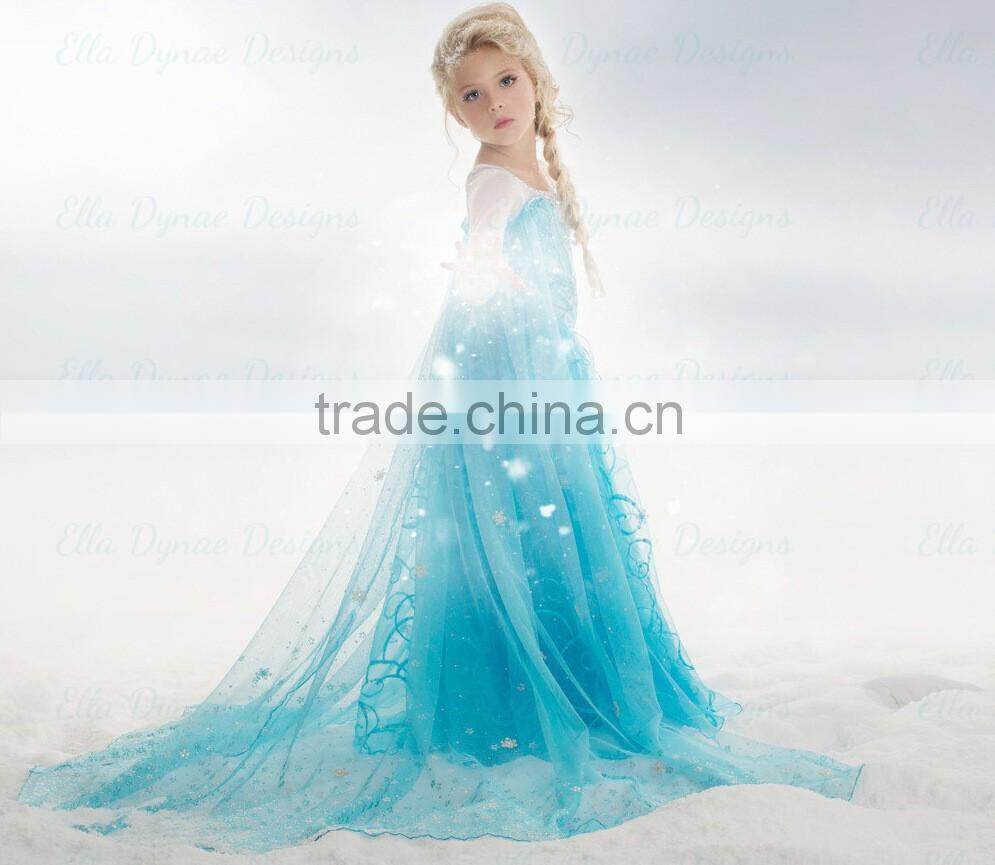 walson 2015 hot sell Girls dress colorful style princess kid dress for child