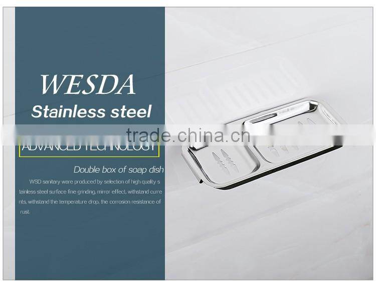 WESDA bathtub soap dish silver square stainless steel soap two dish bathroom sets metal soap holder/Soap Dish/Soap Basket