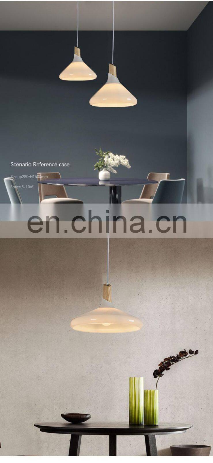 HUAYI New Design Iron Wood Glass Indoor Bedroom Living Room 60w Modern Hanging Pendant Light