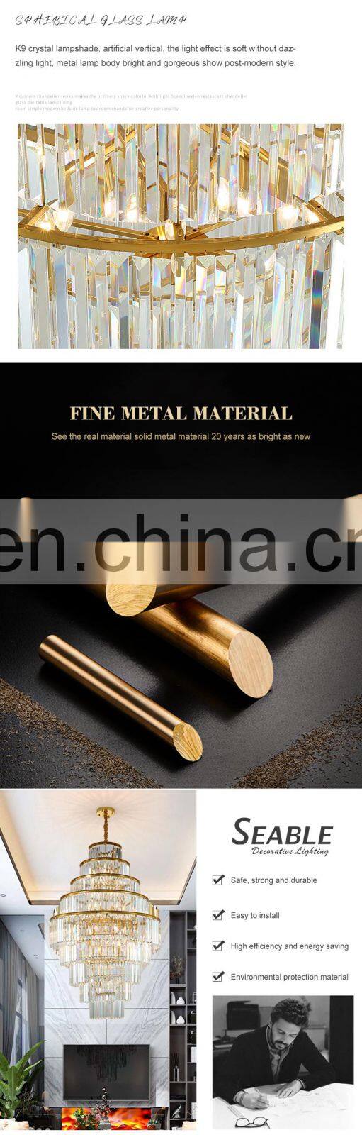 Luxury Indoor Decoration Lighting Home Villa Hotel Crystal LED Hanging Lamp