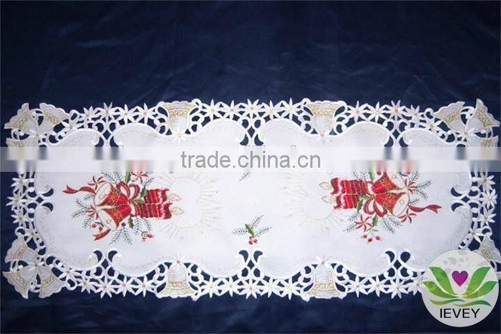 hot selling sateen Christmas tablecloth patterns hotel ribbon embroidery tablecloth lmzc1003(2)