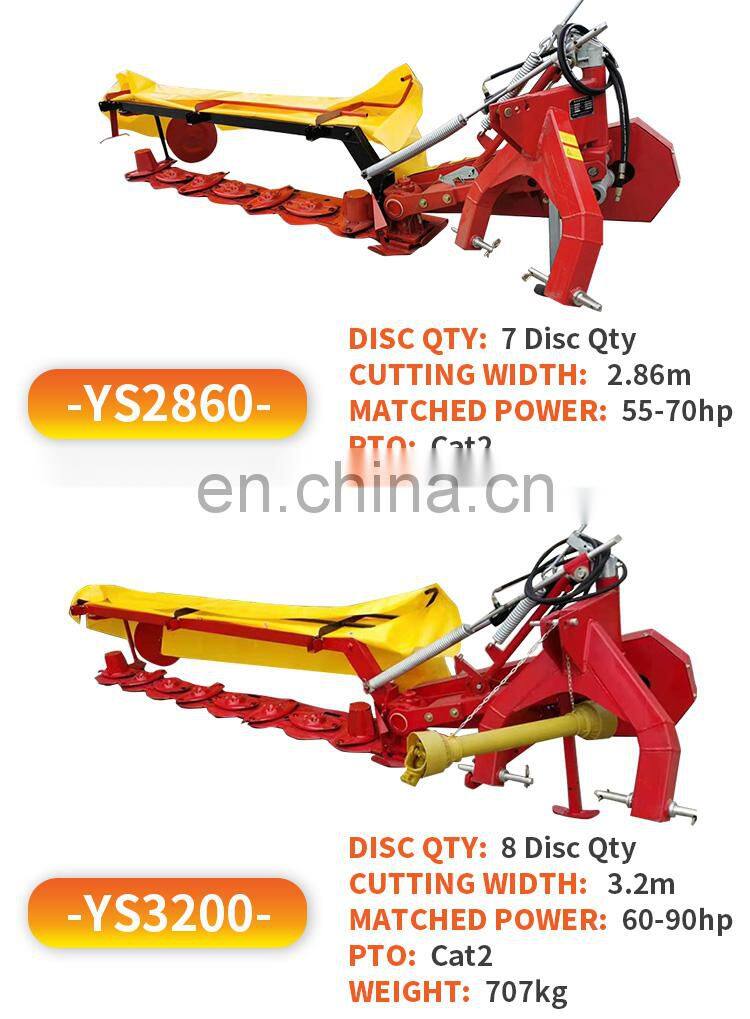 Tractor rear side mower slasher grass cutting machine