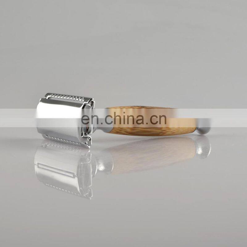 Classic Laser Custom New Design Butterfly Bamboo Handle Metal Eco-friendly Barber Double Edge Blades Shaving Safety Razor