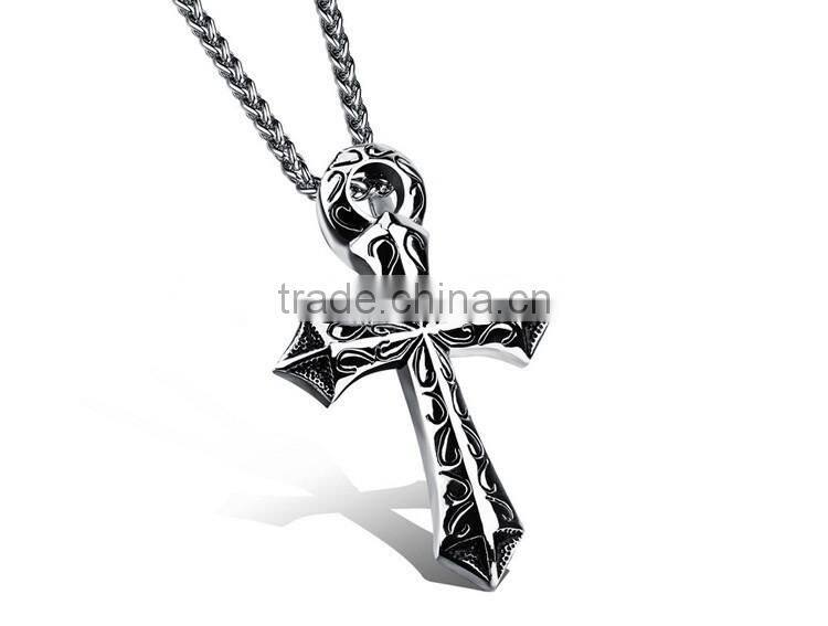 Titanium Sterling Steel Man Necklace Cross Charm Pendants Include 316L Stainless Steel Chains Paypal Accept