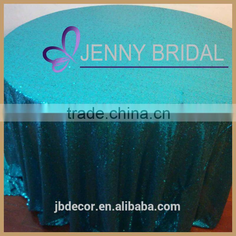 SQN#9 oriental blue turquoise polyester sequin wholesale tablecloth