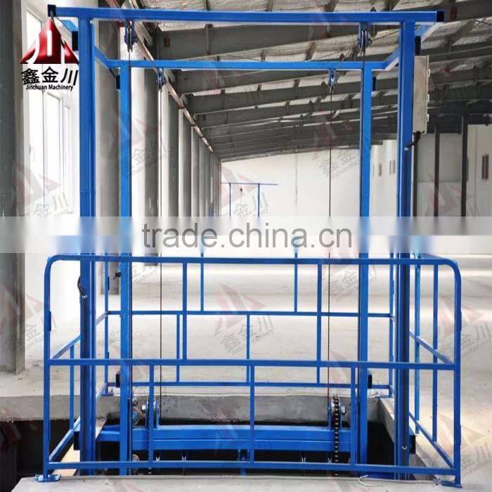 Vertical hydraulic guide rail freight elevator lift /vertical guide rail elevators hydraulic warehouse cargo lift