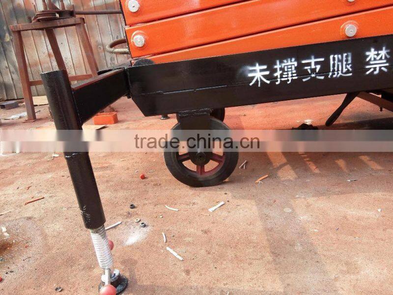 1.35~14m, 0.3 ton hydraulic small air motorcycle mobile scissor lift table with roller SJY0.3-14