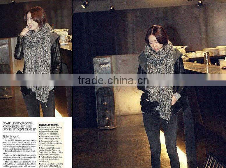 Fashion Gray Color Mohair Winter Lady Knit Scarf