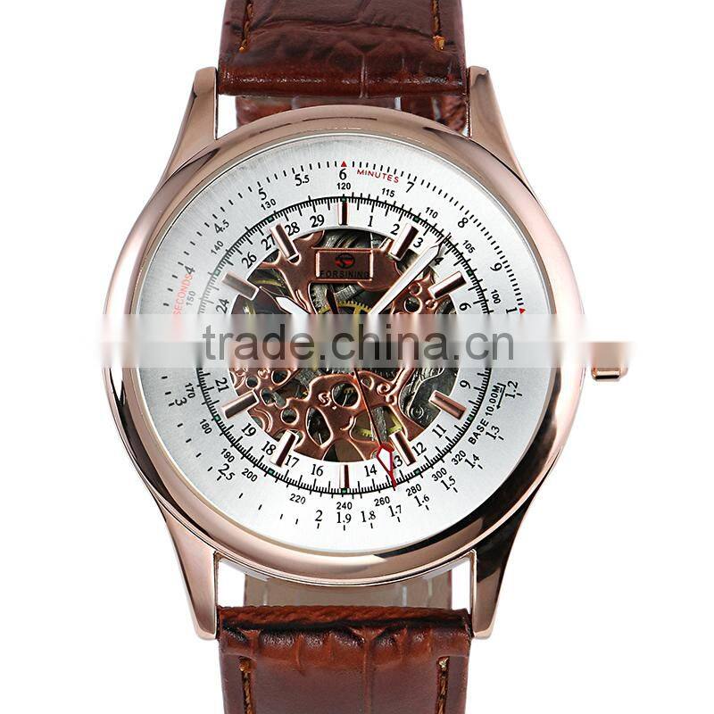 2015 Luxury Watches Men White Face Leather Skeleton Watch WM403
