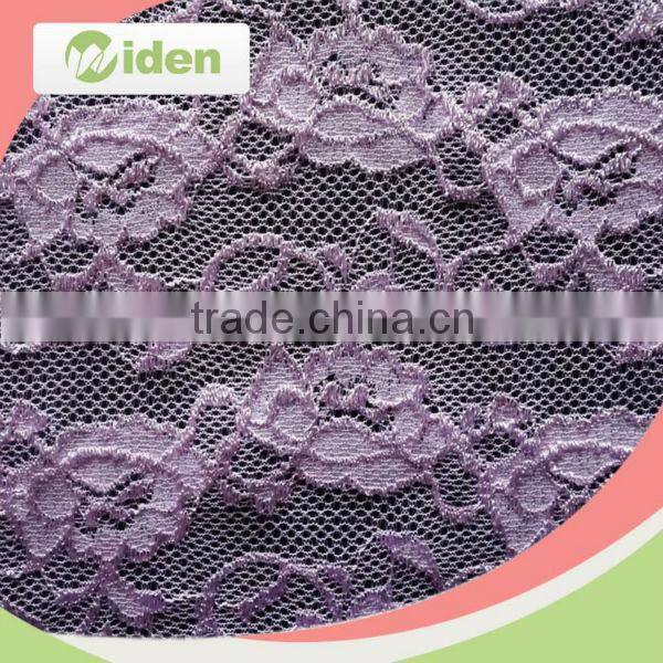 Make-to-order tricot knit tulle lace purple stretch lace fabric
