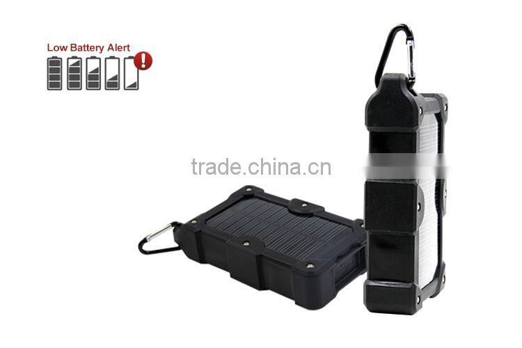Solar Energy Power Bank with Carabine Design for Travelling Waterproof Dustproof and Shockproof with 6000mAh Capacity