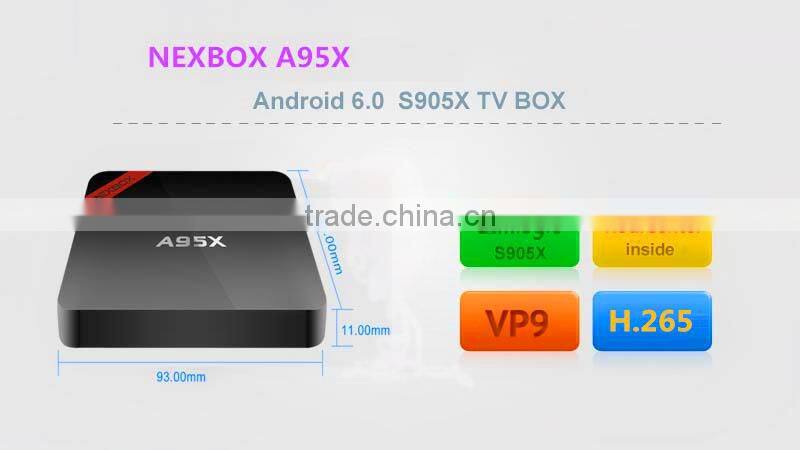 Vensmile A95X Amlogic S905X Android 6.0 Quad Core Kodi 16.0 4K best selling tv box wholesale android smart tv set top box