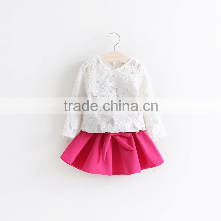 baby clothes set boutique chiffon skirt with white lace tshirt set goods for children clothes