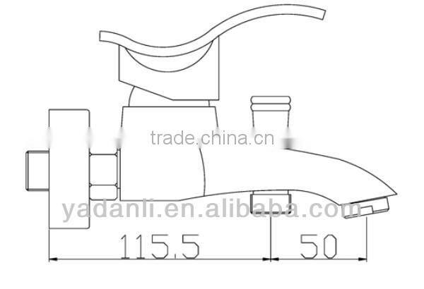 Polished chrome brass body wall mounted single handle bath shower mixe with diverter