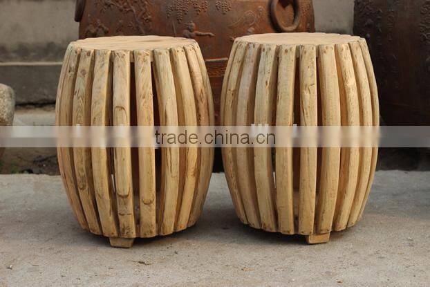 Chinese antique natural wooden round stool