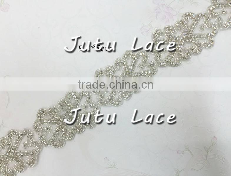 Fancy Decoration custom elegant wedding dress accessories / fashion bridal tiara / wholesale crystal pearl rhinestone waistband