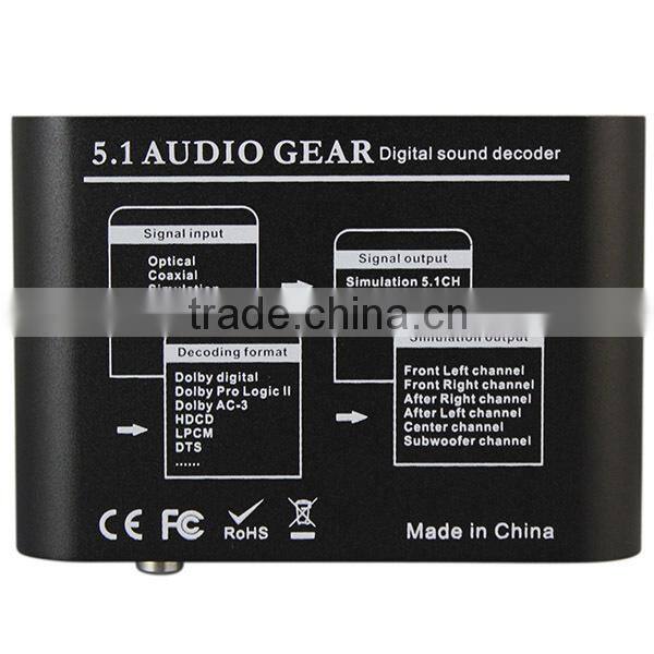 DTS AC3 Digital to Analog Stereo 5.1CH Audio Gear Digital Sound Decoder for Set Top Box HD player Blu-ray DVD PS2 PS3 XBOX360