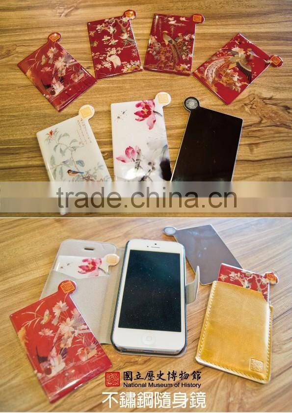 women chinese element newest design square pocket mirror with packing