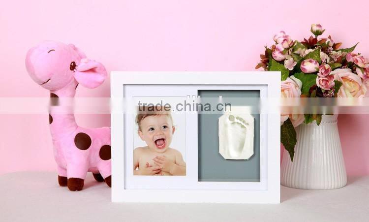 High quality baby hand imprint with wall wood frame moulding sculpture