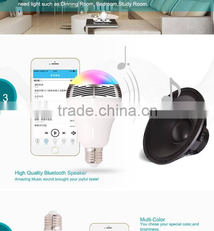 selling well 3W Global Bulb Type and White+RGB Color smart control bluetooth light lamp