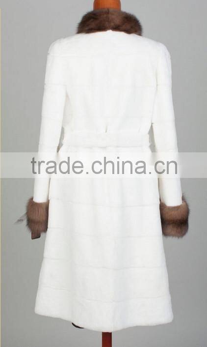 rex14075 natural rex rabbit fur coat with sable collar cuffs