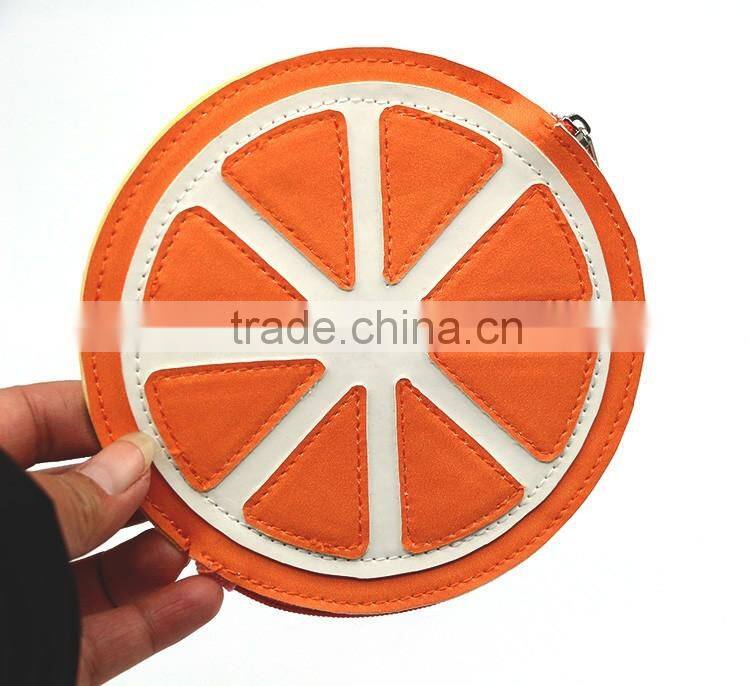 Orange surface fruit PU wallet bag coin purse pouch