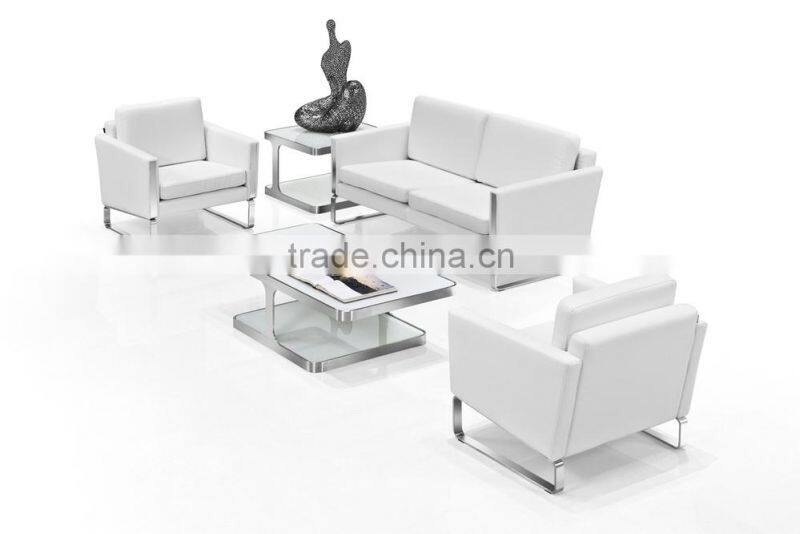 S-23 stainless steel fram white colour leather sofa in china