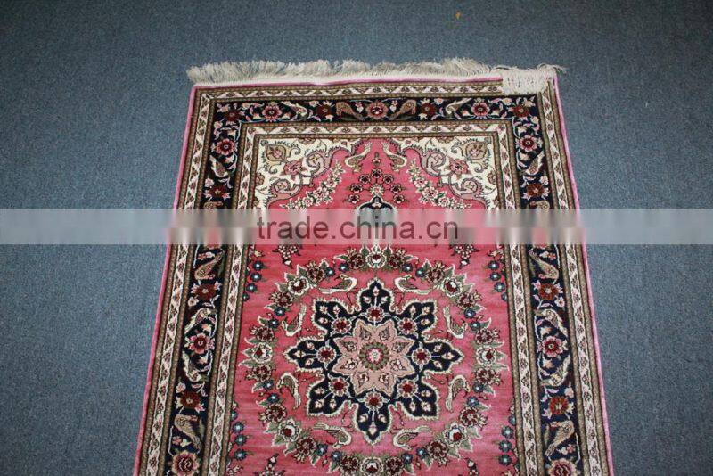 pink silk runner for children room hand knotted in china