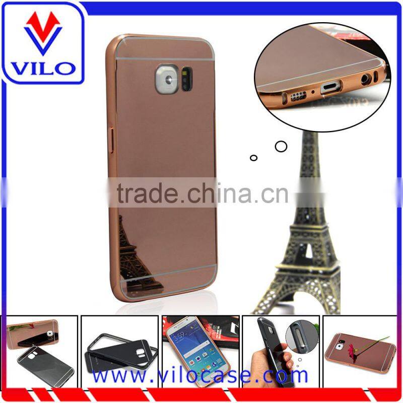 Metal aluminum matte hard bumper mirror case cover for Samsung S6