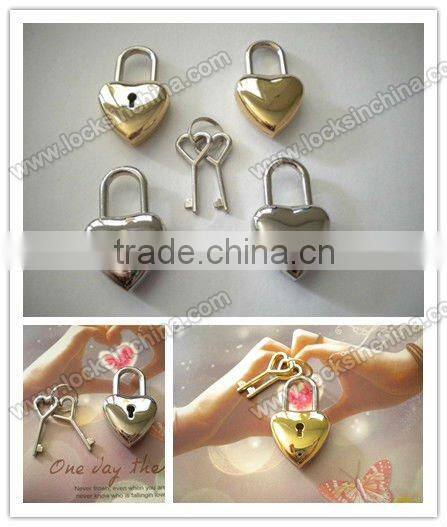 Promotional Silver Mini Heart cheap padlock and heart shape keys
