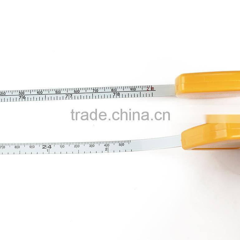 Double sides custom mini retractable bulk yellow elastic ABS plastic tape measures 2 meters