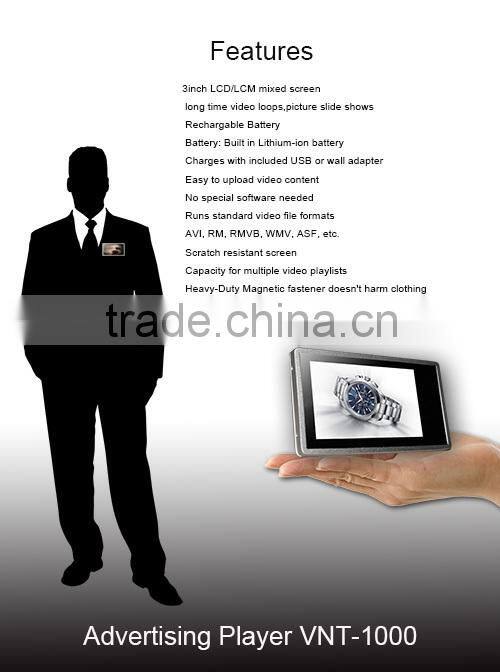 Multi-functional Wearable Video Name Tag Vid Badge TFT Screen Lithium Battery 9-11hrs Continuously Display Video & Photo Display
