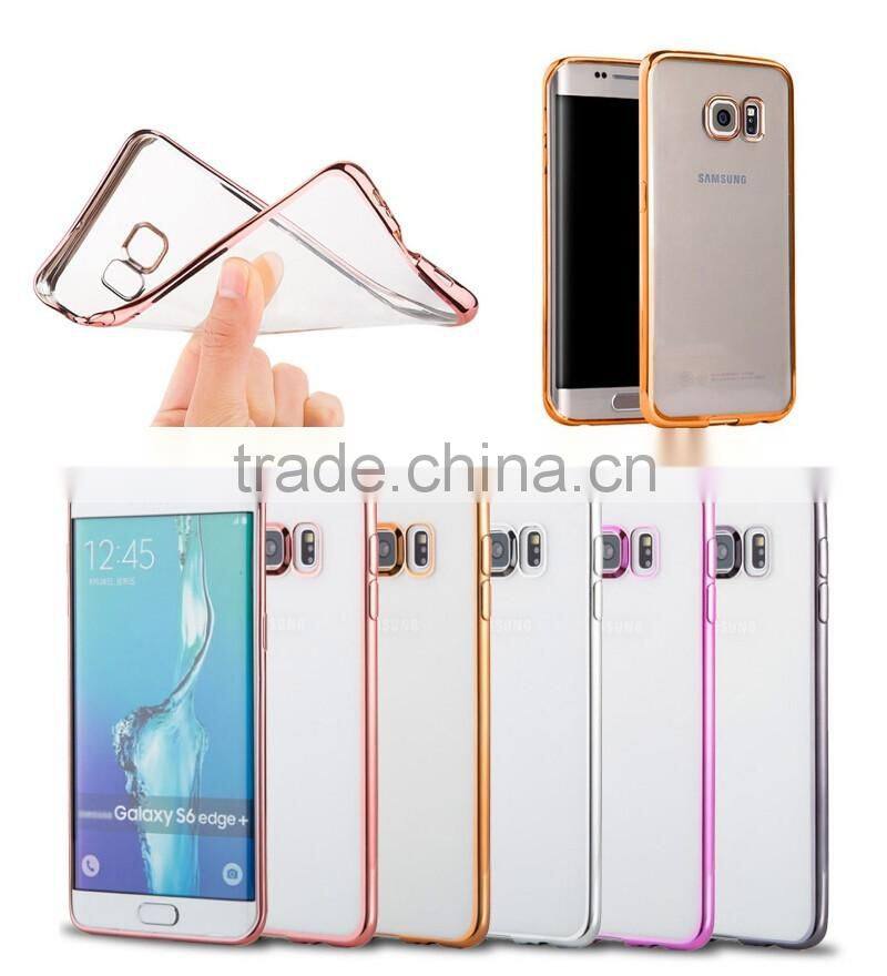 New arrival clear phone cover for samsung galaxy s7, for galaxy s7 edge electroplate bumper frame tpu case