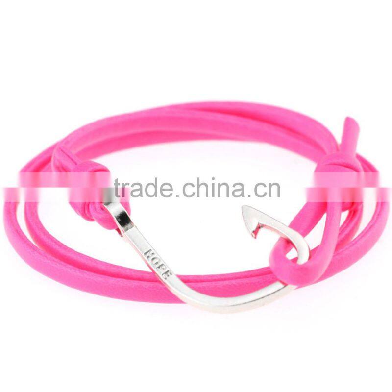 Handmade Multilayers PU Leather Cuff Wrap Wristband Hooks Clasp Bracelet