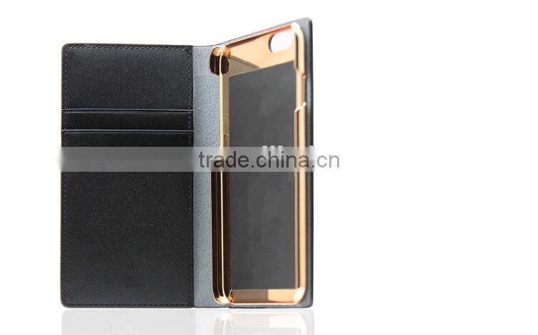 Metal Bumper Case Premium Leather Case With Card Slots For iPhone 6/6S