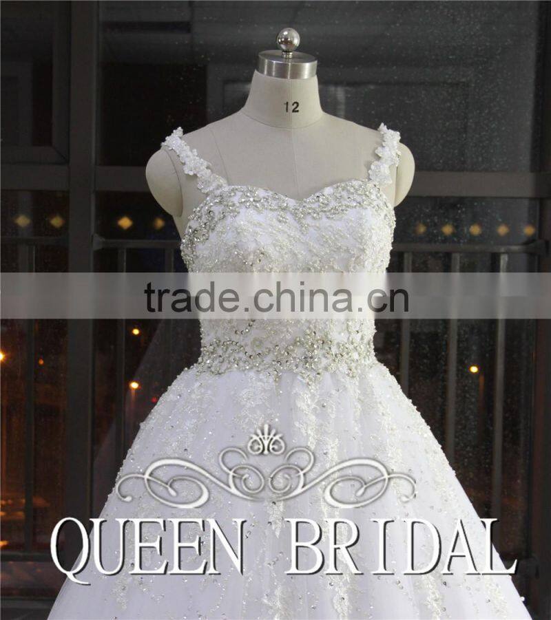 Ball Gown Spaghetti Strap Beaded Wedding Dress For Fat Woman
