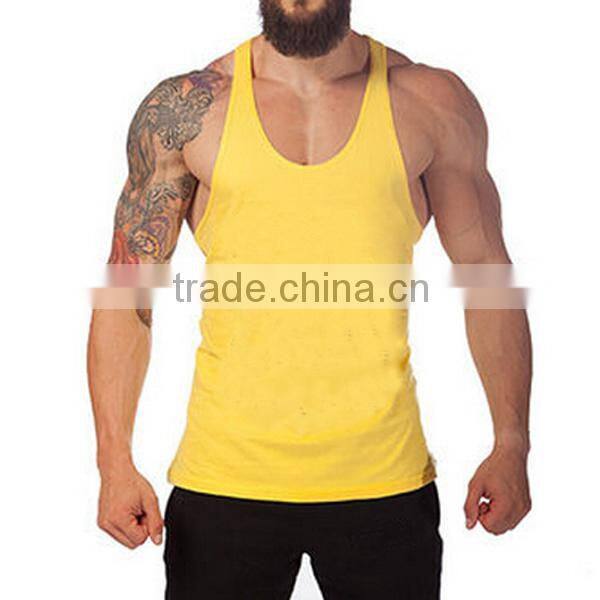 Blank gym mens stringer singlet tank top