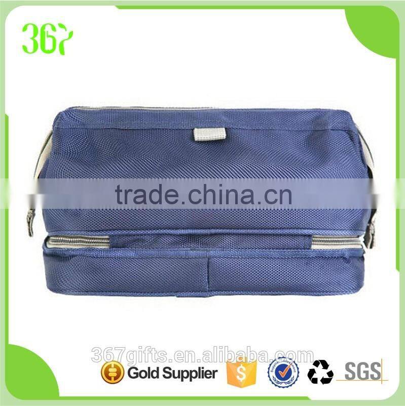 Customized Detachable Double Layer Travel Hanging Polyester Toilet Bag