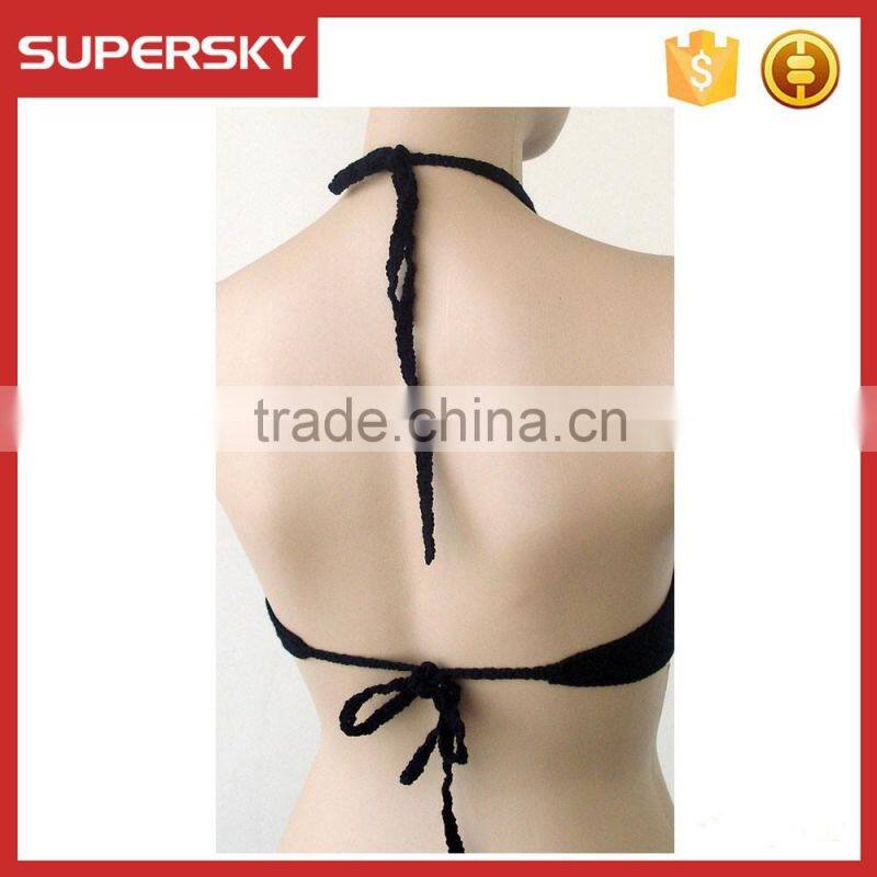 K-52 new design ladies sexy crochet bikini crochet bra crochet halter bikini top open back sexy bikini