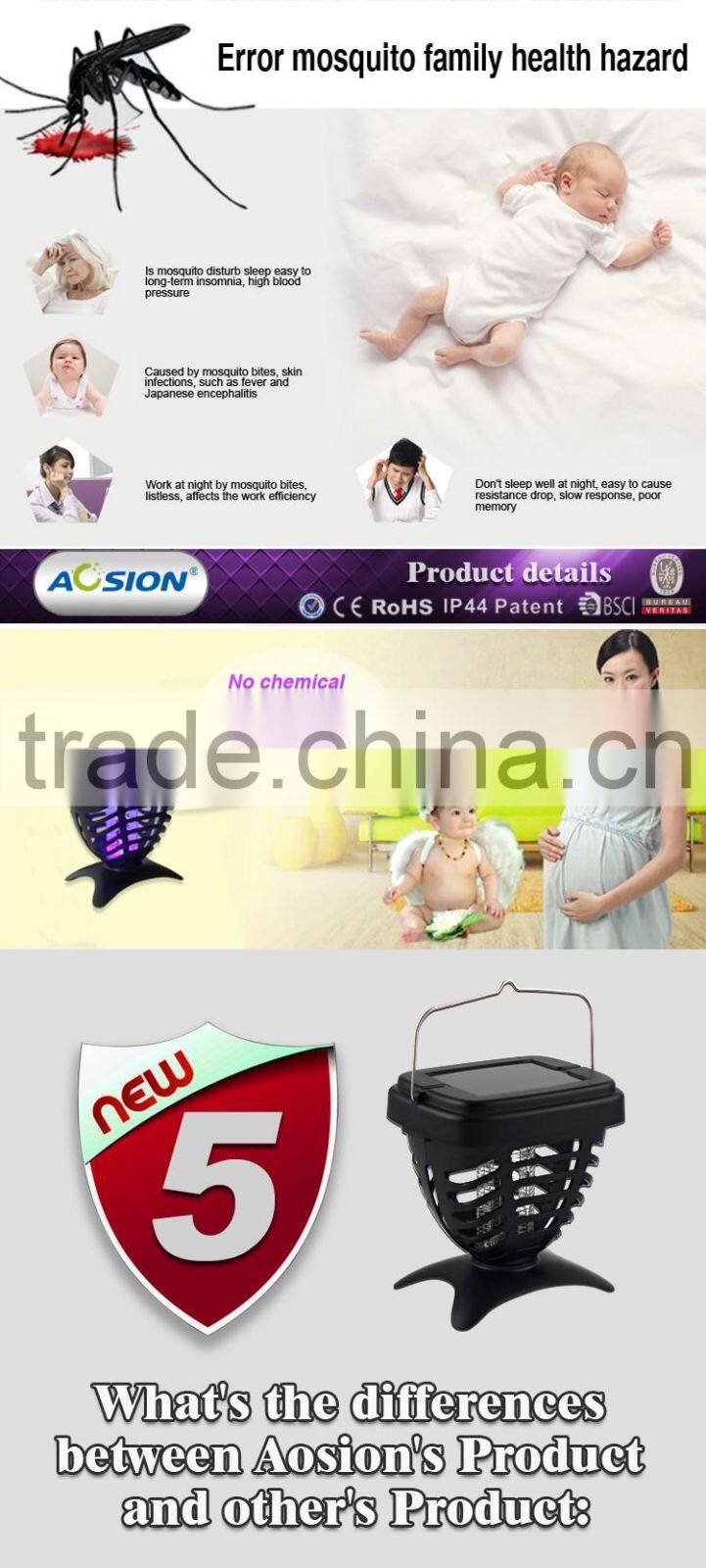 Aosion Eco-friendly&high efficiency electronic UV lamp and 1000V high voltage mosquitoes killer