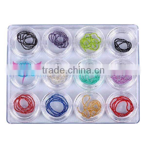 Easam 1.2mm 3D dia ball chain nail art decoration with different colors