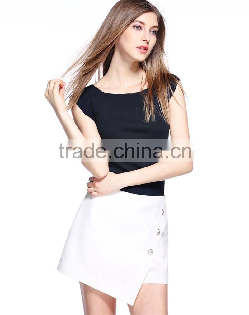 Fashion Korea Boat Neck Women Ladies Knitted Slim T Shirt Sleeveless Blouse Ladies Casual Tops latest design