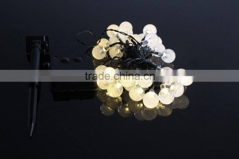 Solar Outdoor String Lights 19.7 ft 30 LED Warm White Crystal Ball Christmas Globe Lights for Garden Path, Party, Decoration