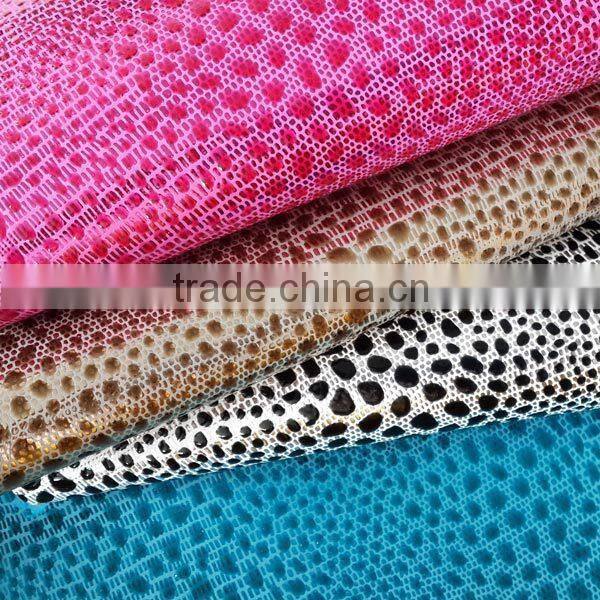 Animal print material wholesale faux leather fabric for making shoes