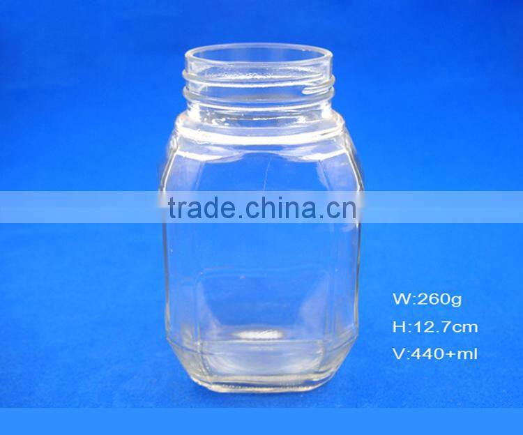 440ml wholesale ecofriendly transparent fancy glass jam jar
