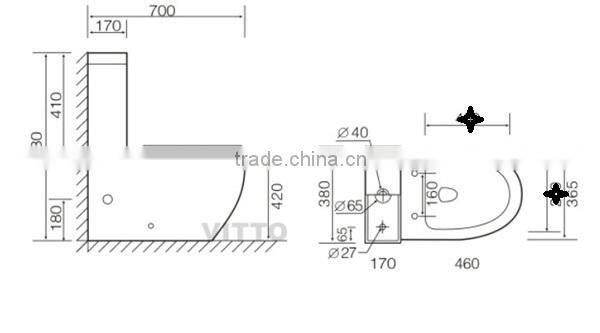 VITTO V3001 geberit wash down | urea coverboard | formaldehyde coverboard | UF coverboard two piece toilet