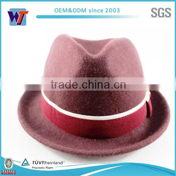 Wholesale Short Brim Felt Hat/ Fashion Custom Wool Felt Fedora Hat